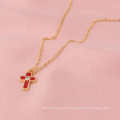 Cross Pendant Necklace Earring Crystal Fashion Jewelry Set For Women